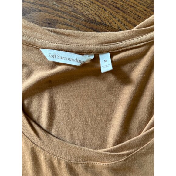 Soft Surroundings Womens Top M Tan 3/4 Sleeve Tunic Rayon/Spandex Blend - Picture 3 of 6